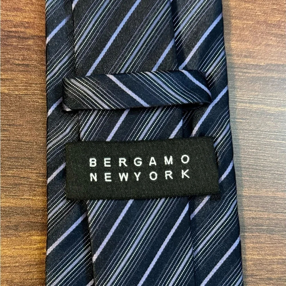 BERGAMO New York Stripes on Black HandMade Repp Tie